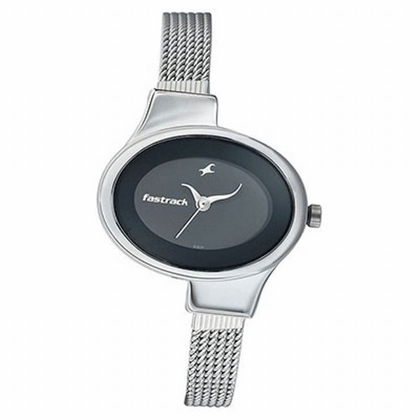 Fastrack Black Dialed Steel Watch