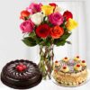 2 Cakes with Flower Vase