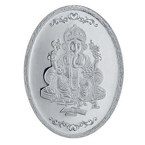 20 Gm Ganesh Oval Silver Coin