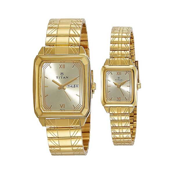 Titan Bandhan Analog Gold Dial Pair Watch
