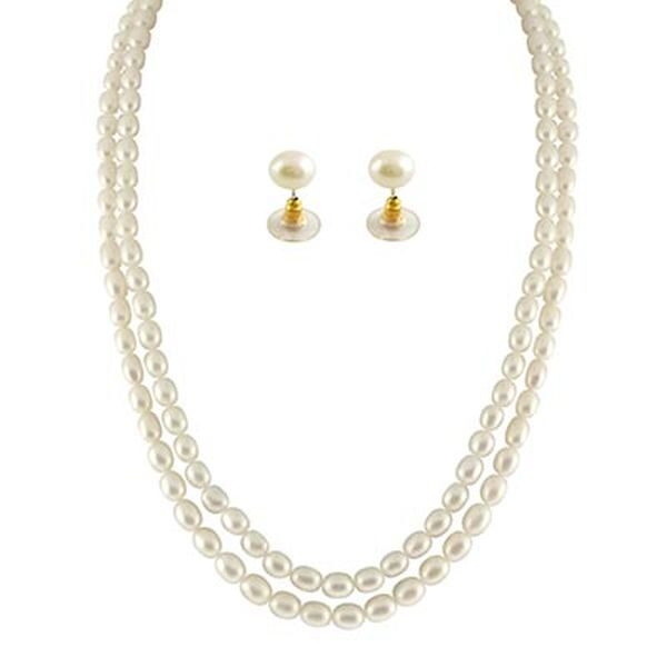 2 String Oval Pearl Necklace