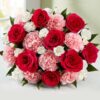 8 Red Roses, 8 pink carnations and 8 white carnation