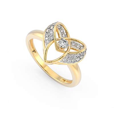 Elegant Heart 18 Kt Gold Finger Ring