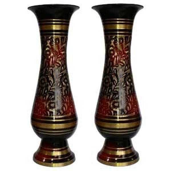 Jaipuri Brass Flower Vase Pair