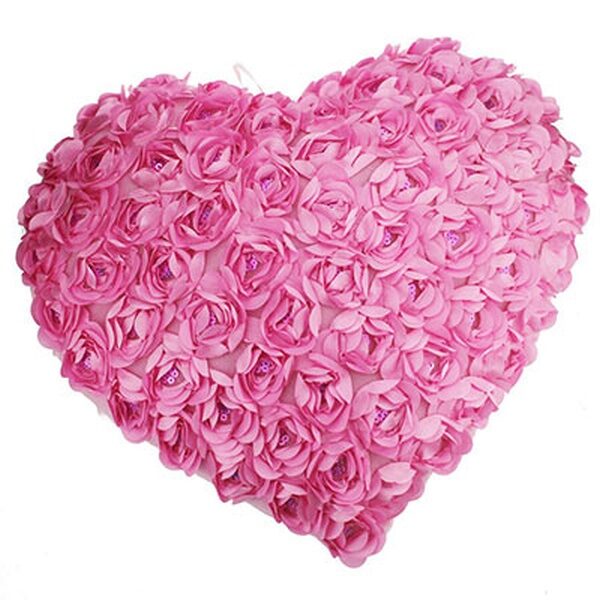 Pink Heart Rose Cushion