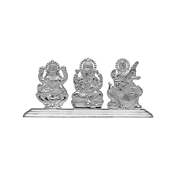 Lakshmi, Ganesh, Saraswati Silver idol