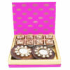 Festive Pink Box of Sugarfree Bites, 2 wooden Coasters and 2 T-lites