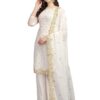 Women's Georgette Embroidered Unstitched Salwar Suit Dress Material (Pearl White)