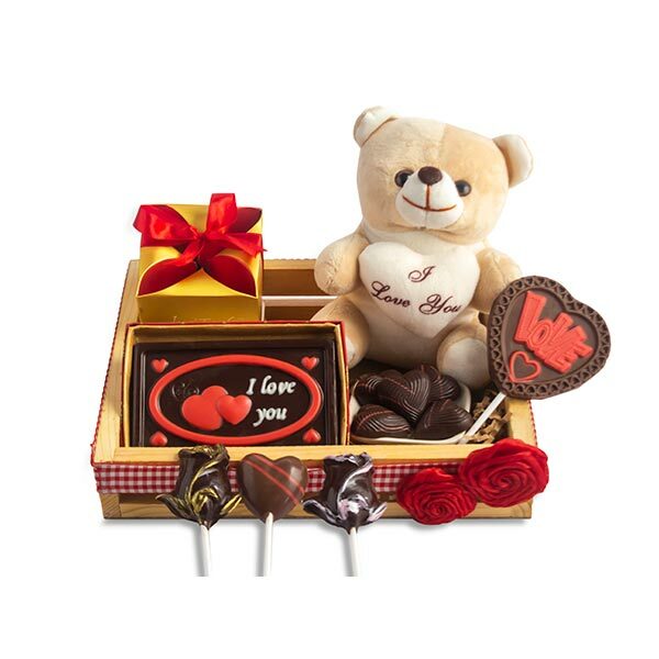 Teddy Bear Valentine Chocolate Basket