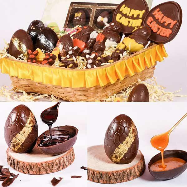 Chocolate Treasure Basket with Truffle and Caramel Filled Easter Eggs