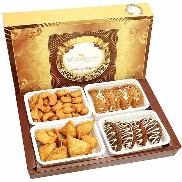 Ghasitaram's Big Box Of Gujiya, Chocolate Gujiya, Mini Namkeen Gujiyas and Farsan Samosas